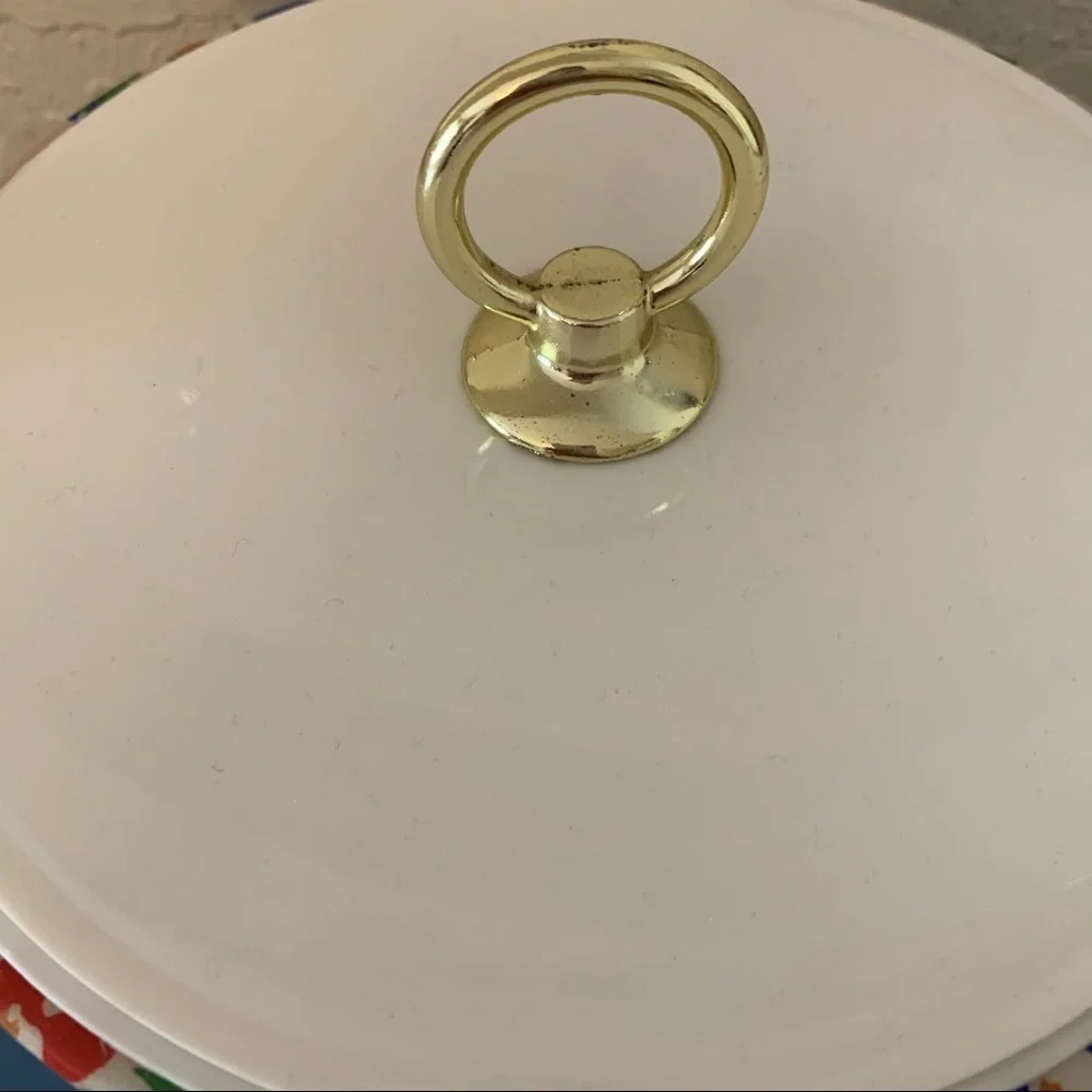 Vintage Multicolor Floral Ice Bucket with Gold Handle